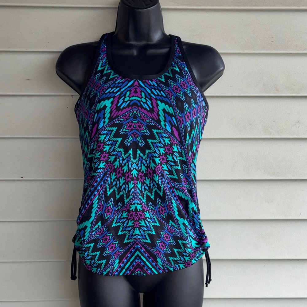 Athleta Blue and Purple Patterned tankini. Size small